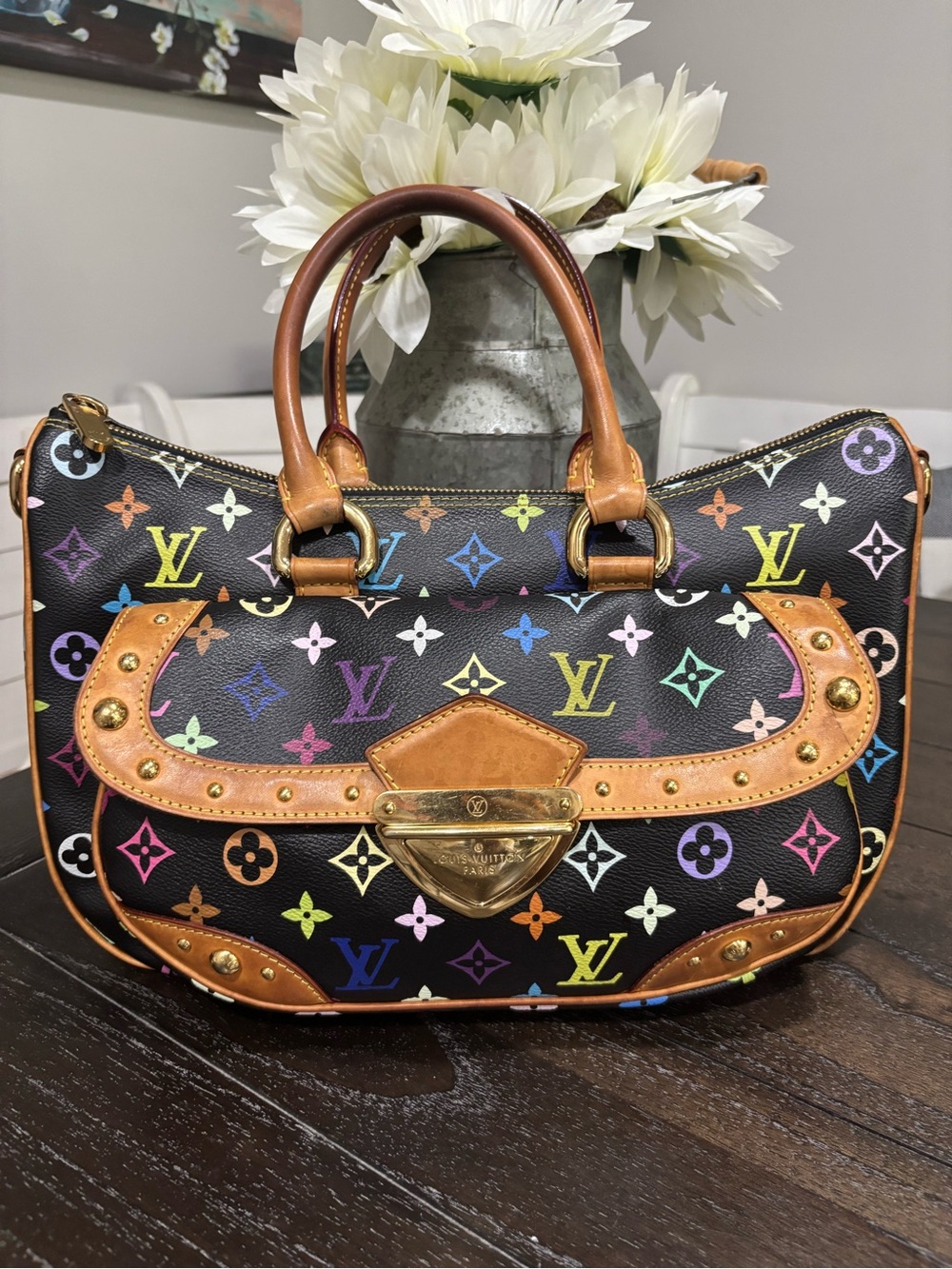 Louis Vuitton Black Murakami Rita Multicolor Monogram Shoulder bag